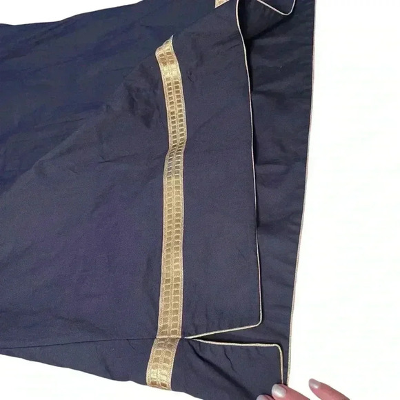 Holly Shae Design Shift Dress Plus Size Navy Blue Metallic Gold Lined Cover-Up - Picture 5 of 10